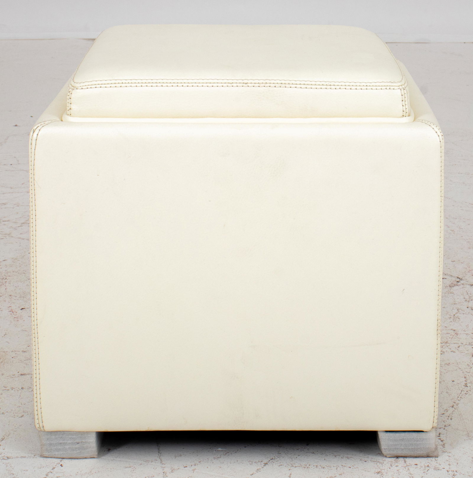 White Leather Storage Cube Ottoman (1 of 7)