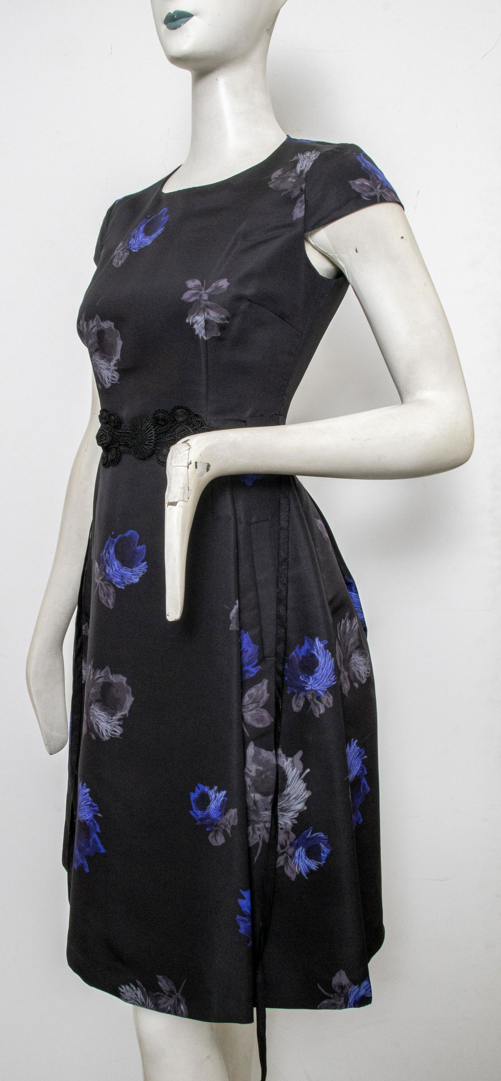 Prada Blue Flower Silk Cocktail Dress (1 of 7)