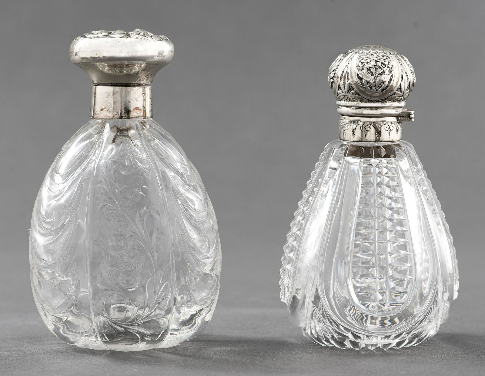 Edwardian Sterling Silver & Glass Perfume Bottles (1 of 7)