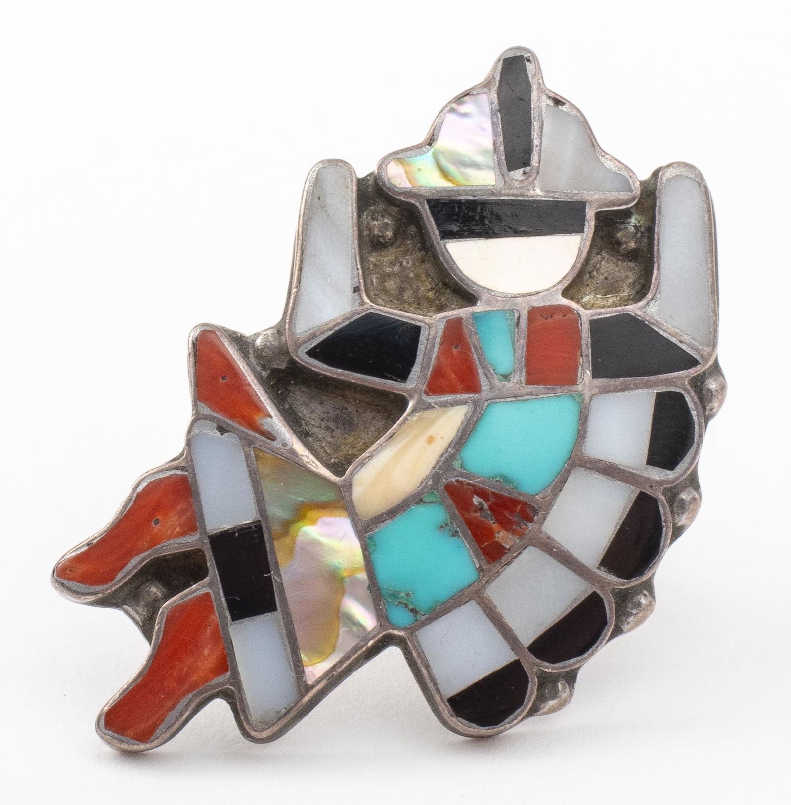 Zuni Silver Multi-Stone Inlay Dancing Man Ring (1 of 10)