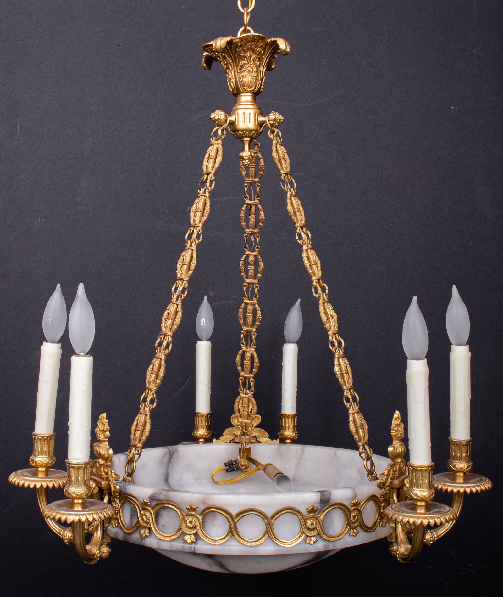 Empire Style Gilded Bronze and Marble Chandelier (1 of 11)