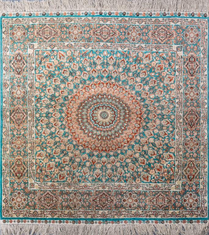 Persian Hand Knotted Silk Floral Medallion Rug (1 of 6)