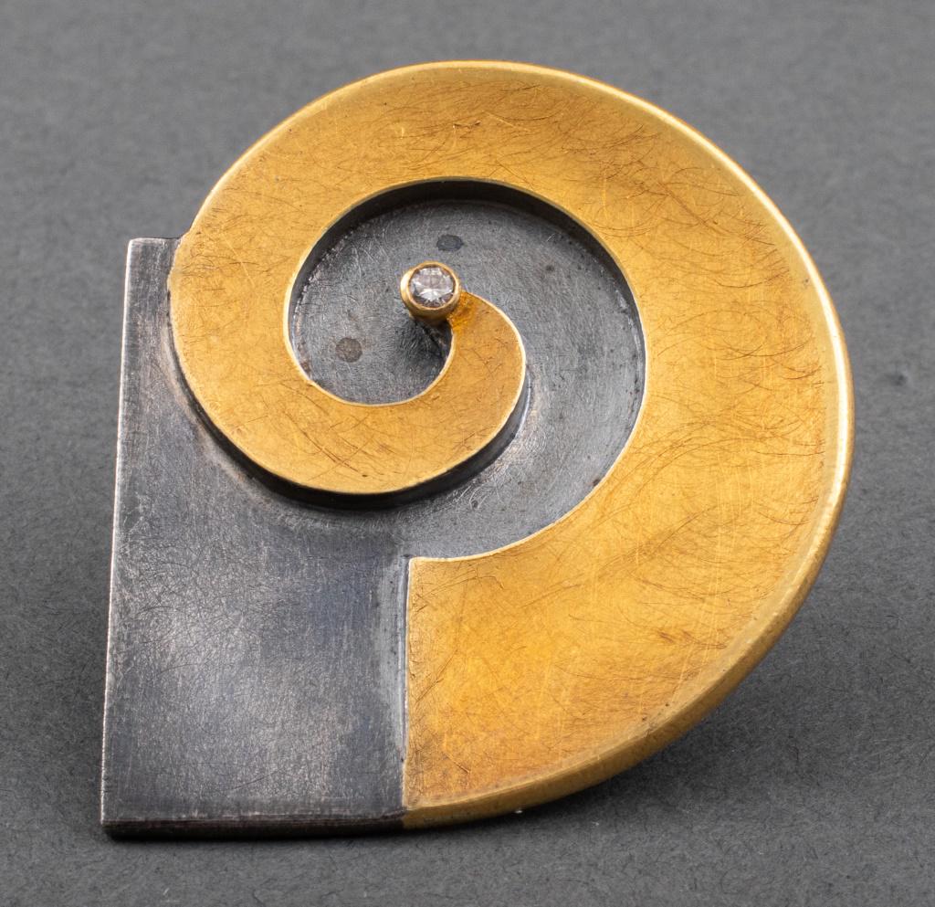 Michael Zobel Atelier Zobel Sterling Pin W Diamond