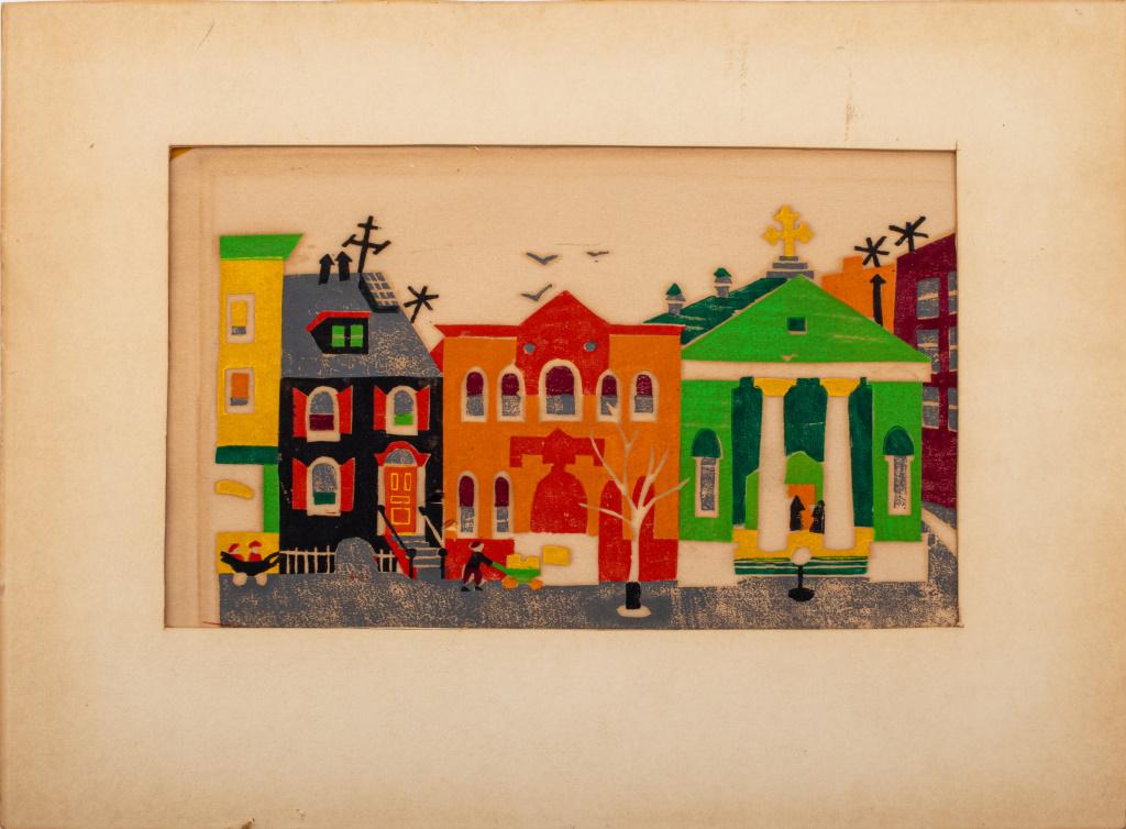 Virginia Paccassi "Village Street" Woodblock Print (1 of 13)