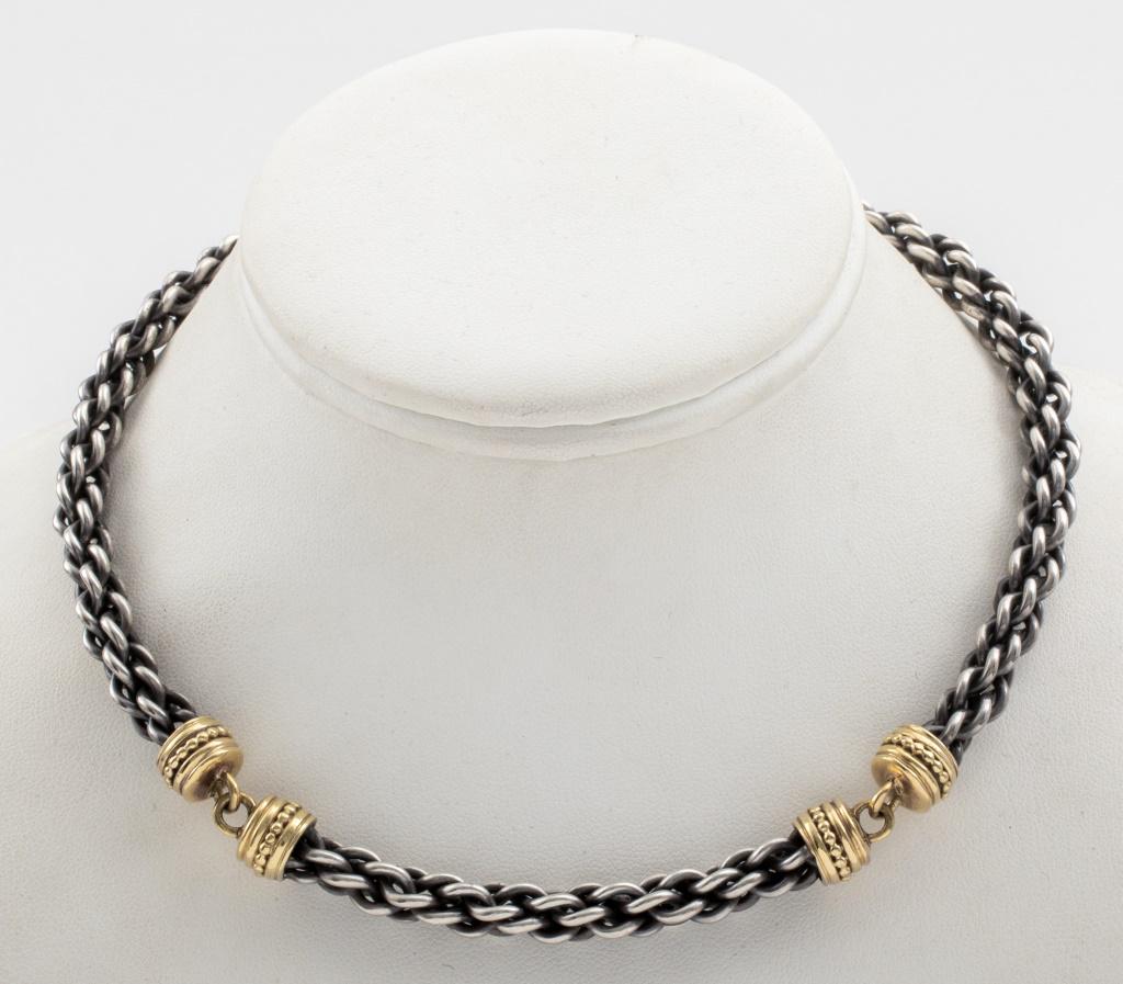 Vintage Sterling Silver & 18K Gold Collar Necklace (1 of 10)