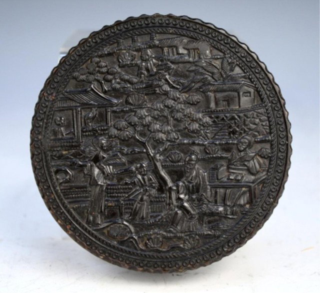 Chinese Export Carved Tortoise Shell Box 19th C