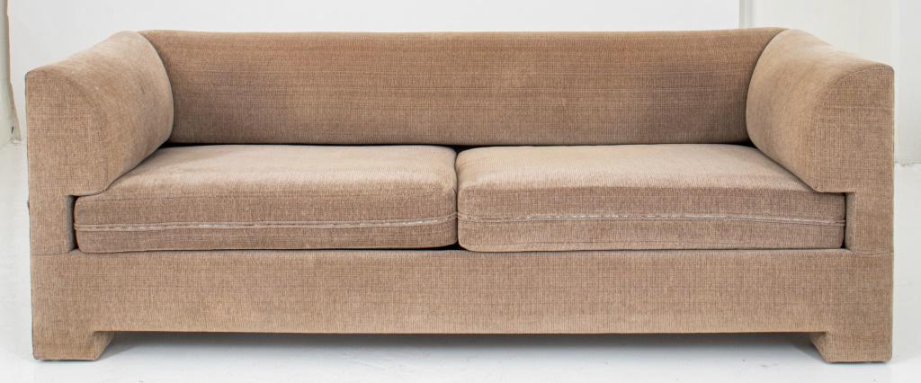 Beige Chenille Upholstered Modern Sofa (1 of 10)
