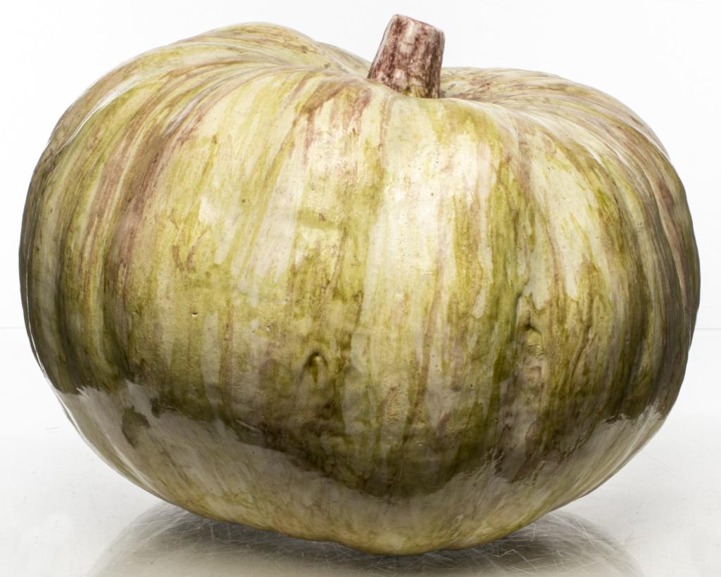 Large Glazed Ceramic Sculpture of a Pumpkin (1 of 2)