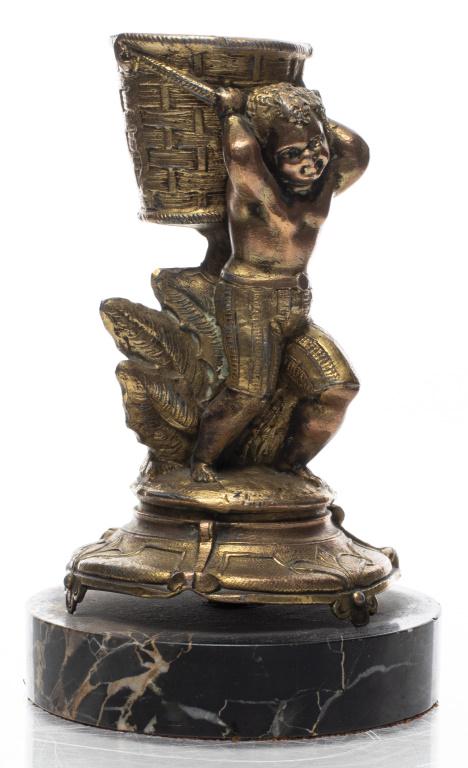 Gilt Bronze & Marble Cherub Match Stick Holder (1 of 5)