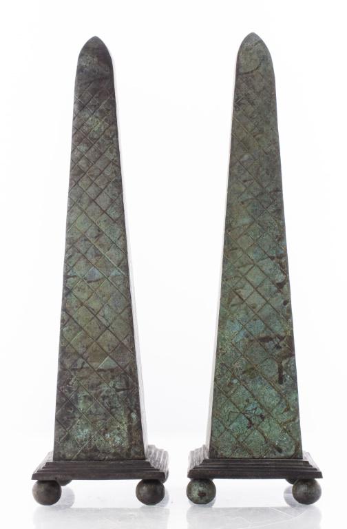 Maitland Smith Attr. Modern Bronze Obelisks, Pair (1 of 6)