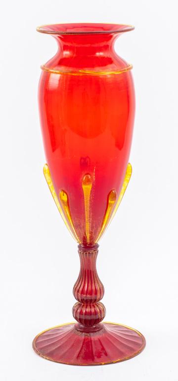 Salviati Attributed Italian Murano Red Glass Vase (1 of 7)