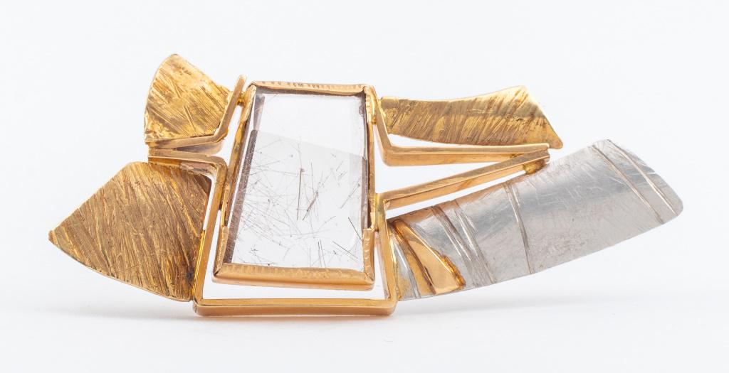 14K Yellow & White Gold Rutilated Quartz Pin (1 of 6)