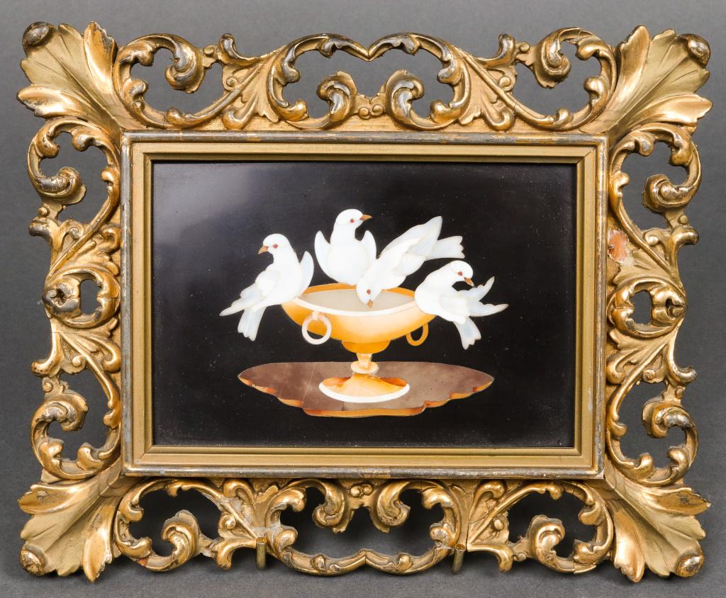 Italian Pietra Dura "Four Birds" Framed Plaque (1 of 6)