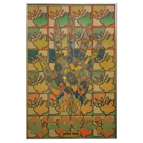 "G-LOVE-S" Signed Print by Peter Max: Peter Max print titled "G-LOVE-S" in psychedelic colors and design. Signed and dated'72. Dimensions: 36"H x 24"W