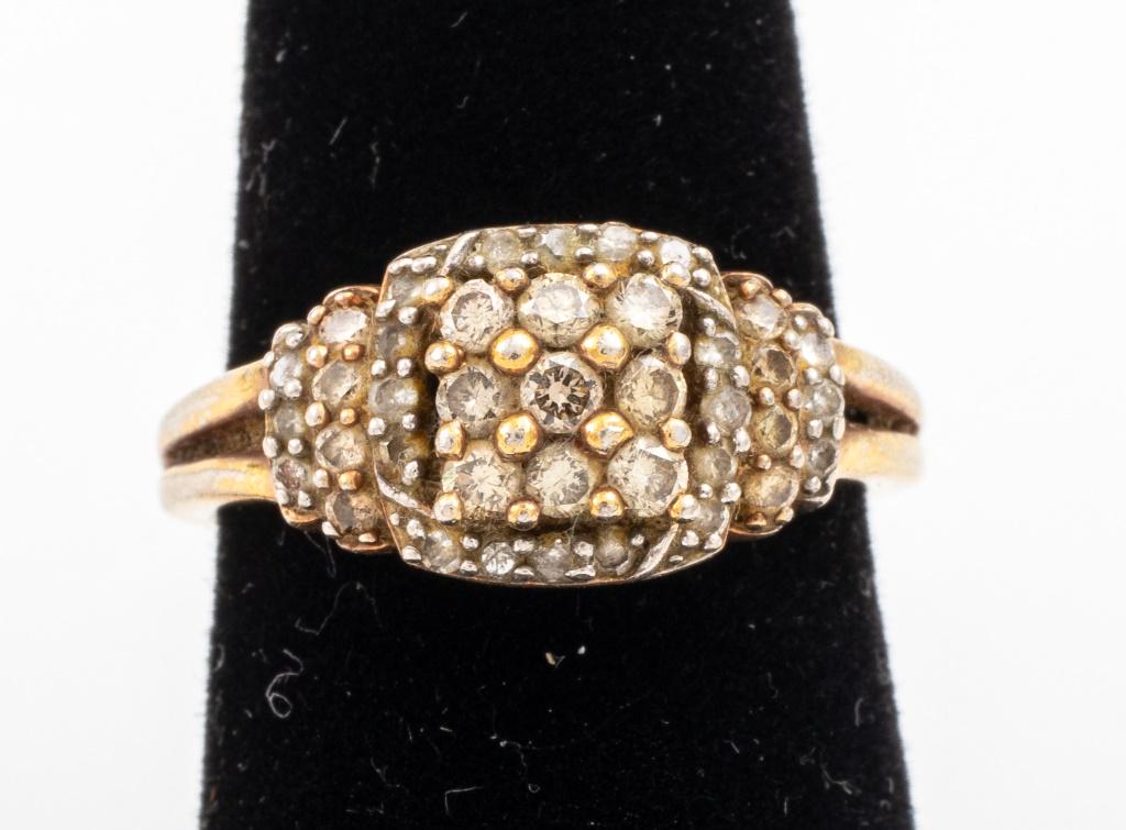 Vintage Gilded Vermeil Diamond Ring (1 of 11)