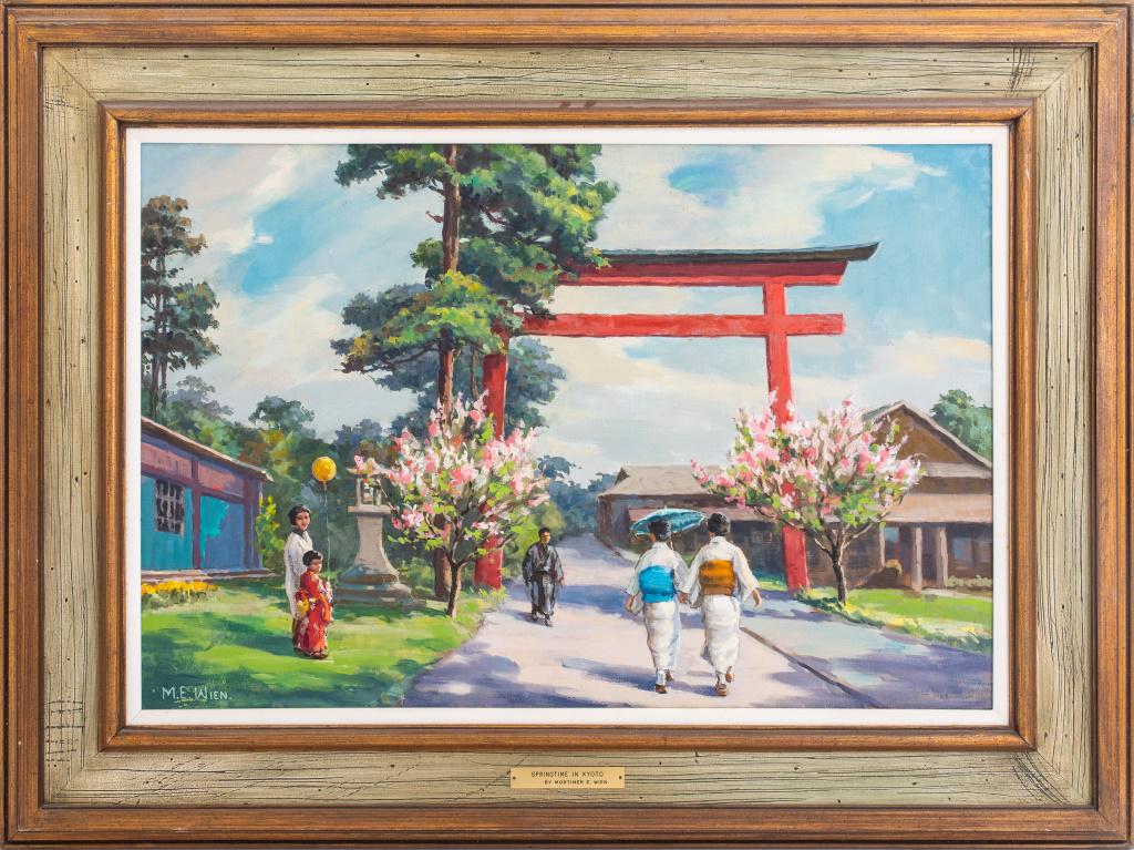 M. E. Wien "Springtime in Kyoto" Oil on Canvas (1 of 10)