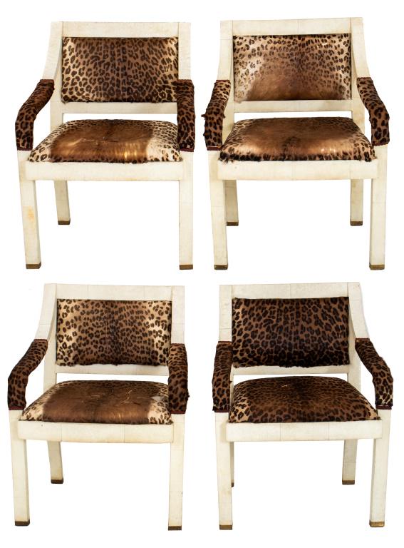 Karl Springer "Regency" Shagreen Arm Chairs, 4 (1 of 7)