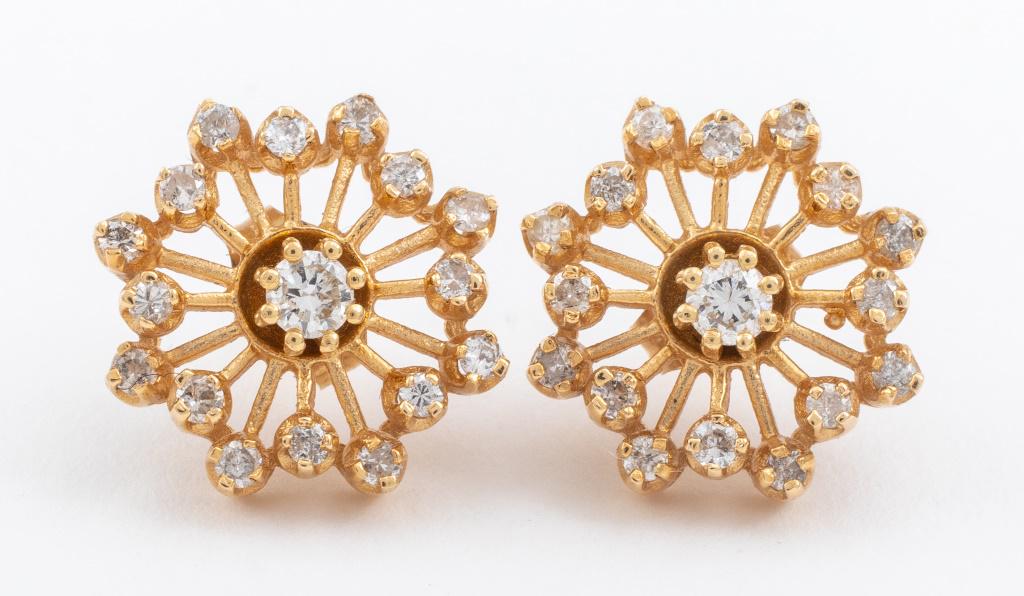 14K Yellow Gold Diamond Earrings & Jackets (1 of 5)