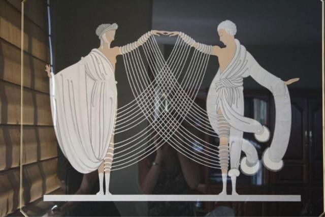 Erte Serigraph "Marriage Dance": Serigraph print entitled Marriage Dance, framed, Erte (Russian/French, 1892-1990), France; signed and marked 40/300. Includes certificate of authenticity. Dimensions: overall 39-1/2"H x 44-1/2"W; imag