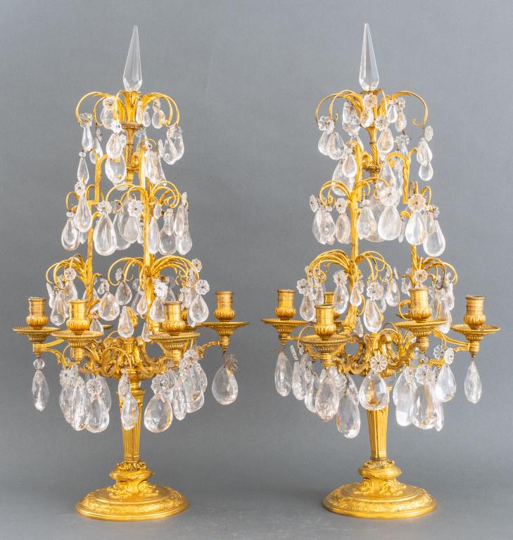 Louis XV Revival Ormolu & Rock Crystal Girandoles (1 of 7)