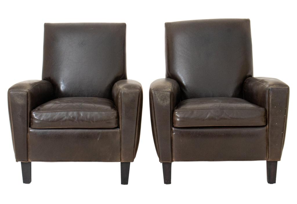 Craftsman Leather by Stickley Armchairs, Pair (1 of 10)