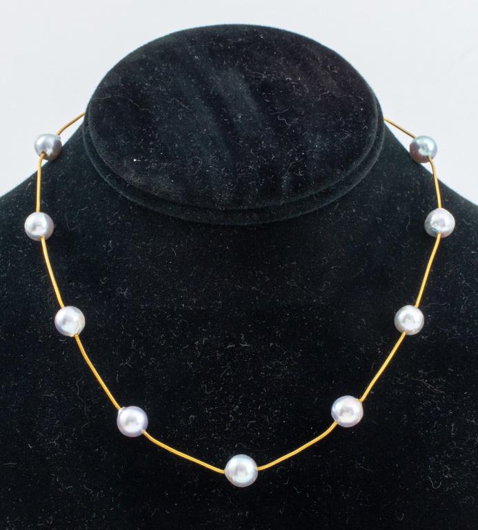 Italian 14K Yellow Gold Freshwater Pearl Necklace (1 of 6)