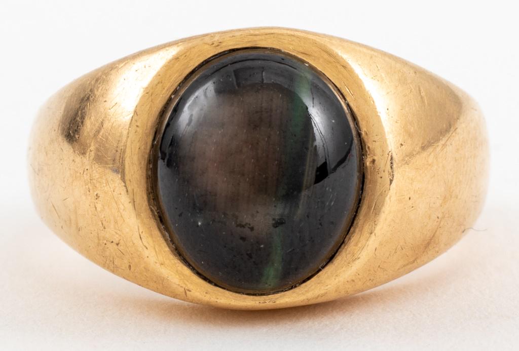 14K Yellow Gold Black Star Sapphire Gypsy Ring (1 of 7)