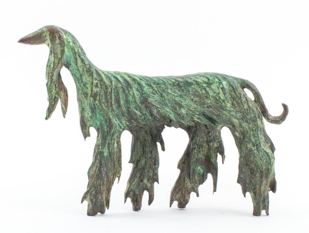 Patinated Verdigris Bronze 'Afghan Dog' Sculpture (1 of 8)