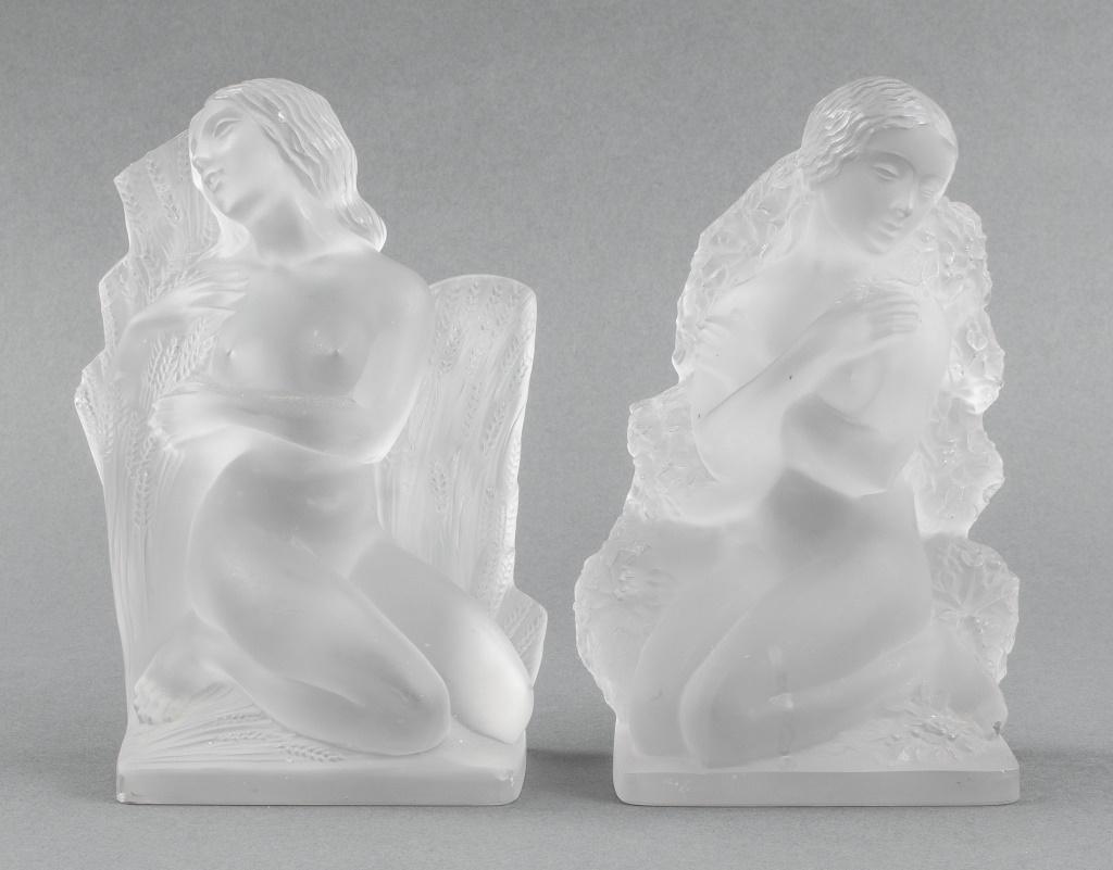 Lalique Four Seasons Frosted Crystal Bookends, Pr (1 of 16)