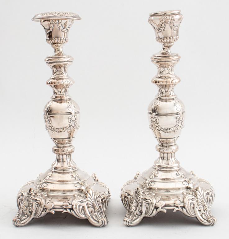 Fraget Polish Silverplate Shabbat Candlesticks, Pr (1 of 12)