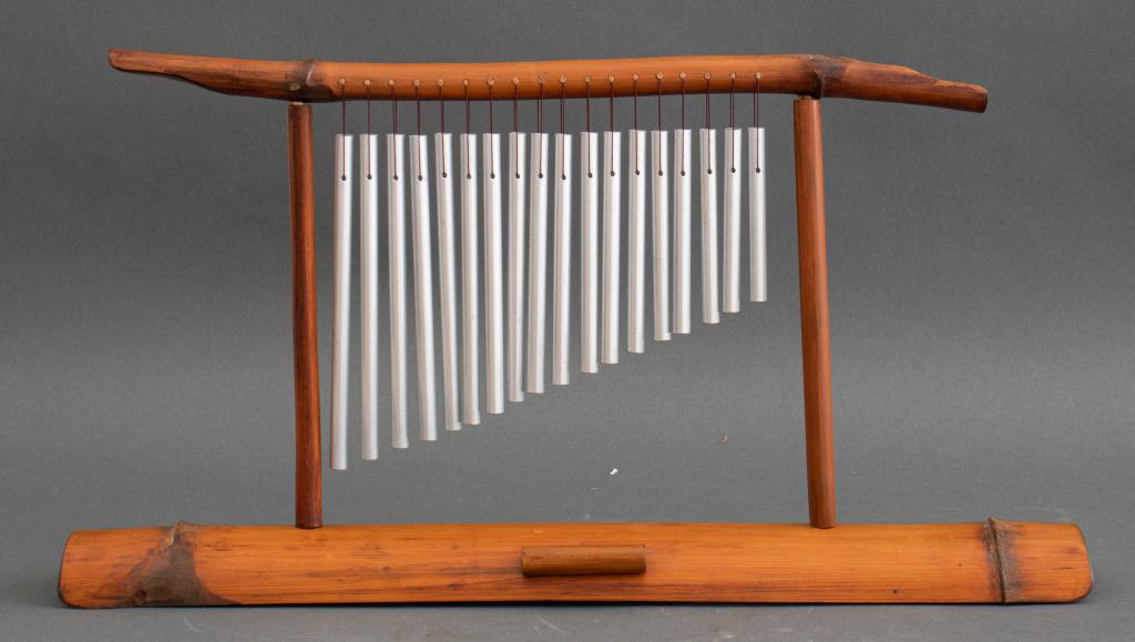 Bamboo and Steel Chime Tree: Chime tree with mambo frame and steel chimes (strike lacking) 11" H x 20.5" W