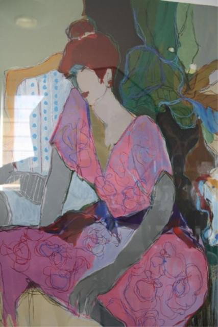 Tarkay Serigraph "Suzanne": Serigraph print entitled Suzanne, framed, Itzchak Tarkay (Austrian/Israeli, b.1935), Israel; signed and marked. Dimensions: overall 47"H x 40"W; image area 35"H x 28-1/2"W
