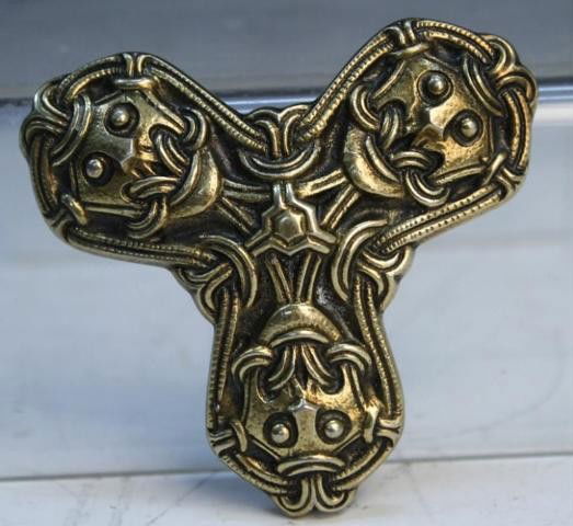 Norwegian Original David Andersen Viking Pin: Original David Andersen Viking pin with figural and interlacing designs, Sterling, Norway; marked. Dimensions: 2-1/2" H x 2-3/4" W