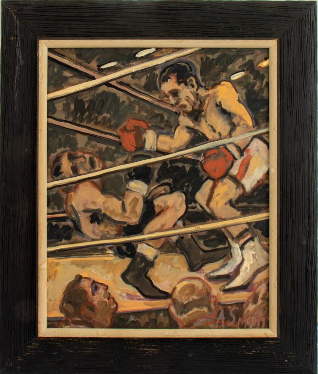 Al Smith Boxing Scene Oil on Board (1 of 9)