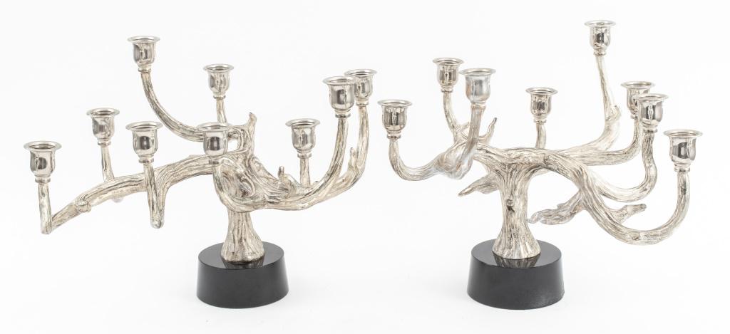 Post-Modern Metallic Branch Form Candelabra, Pair (1 of 13)
