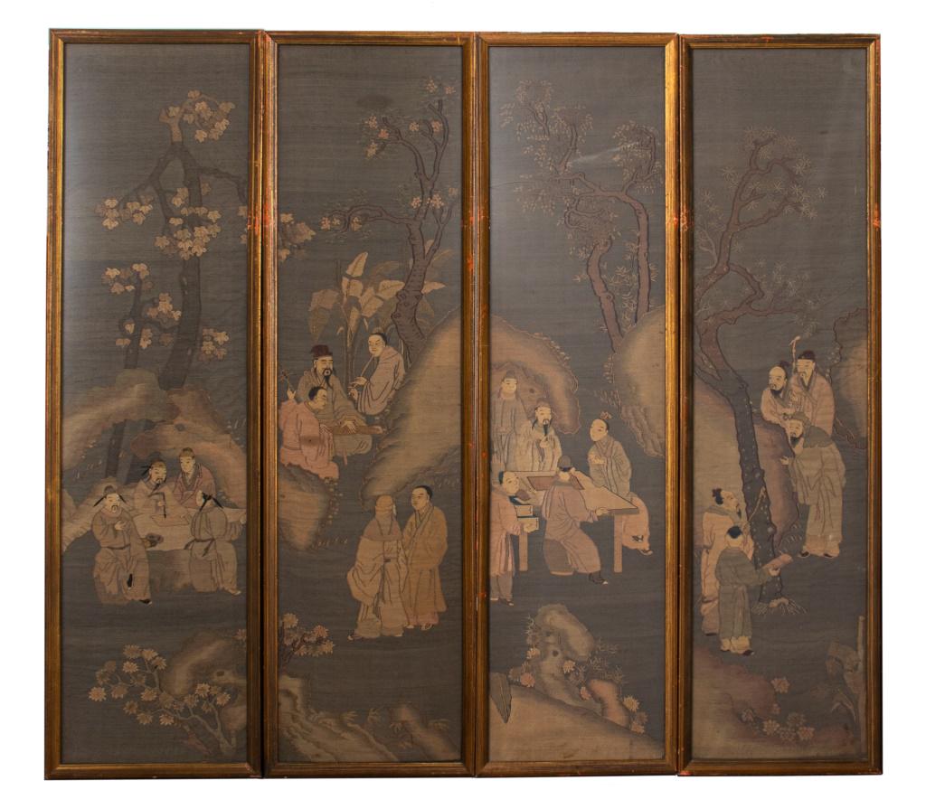 Chinese Embroidered & Hand Painted Kesi Panels, 4 (1 of 9)
