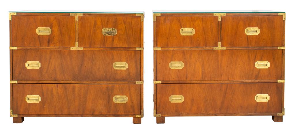 Baker Furniture Brass Bound Mahogany Chests, Pair (1 of 9)