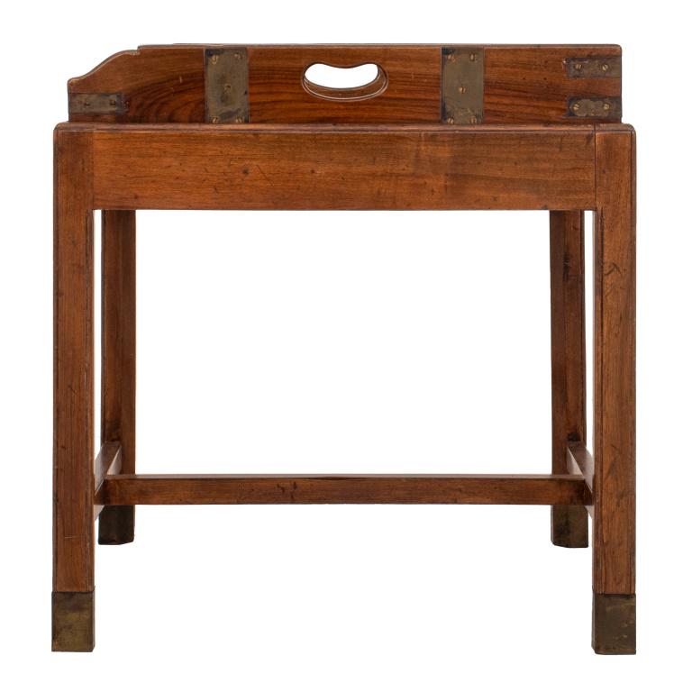 Campaign Style Mahogany Tray on Stand Lamp Table (1 of 8)