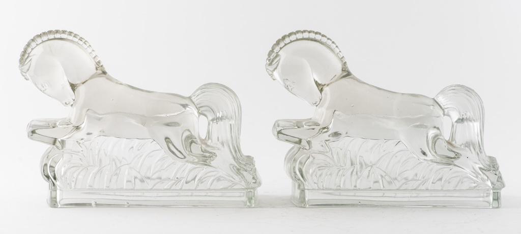 L.E. Smith Attr. Art Deco Clear Glass Horses (1 of 10)