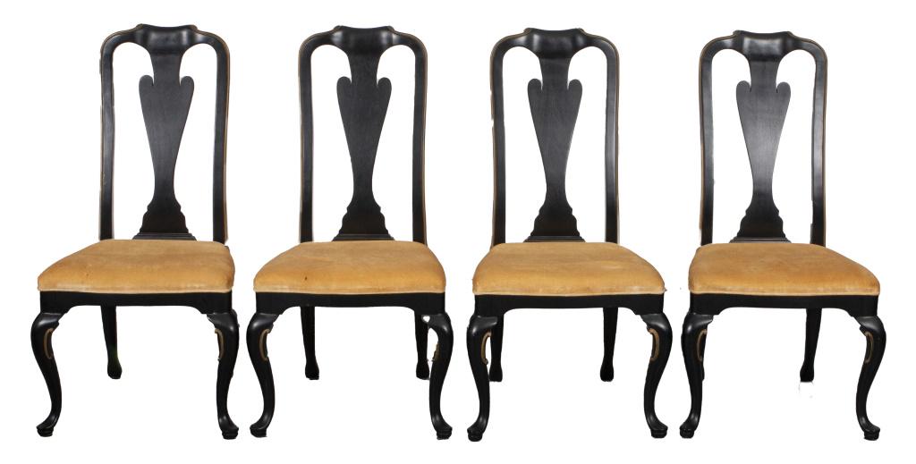 Queen Anne Style Ebonized Side Chairs, 4 (1 of 9)