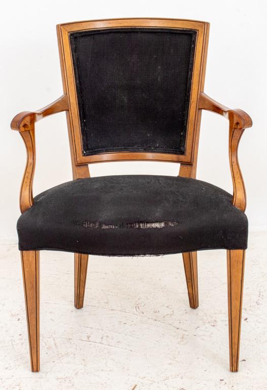 Baker Neoclassical Fruitwood Upholstered Armchair (1 of 9)