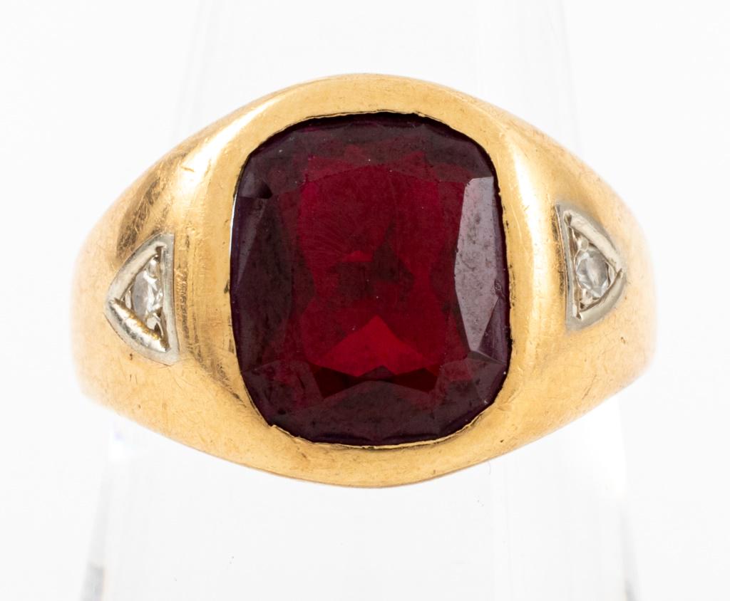 Vintage 14K Synthetic Ruby & Diamond Ring (1 of 7)