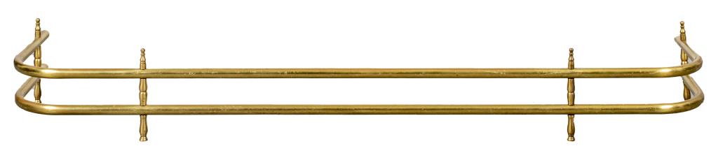 Brass Fender With Twisted Rail Motif: Brass fender of curved outline and with double smooth rail. 6.5” H x 47” W x 15” D