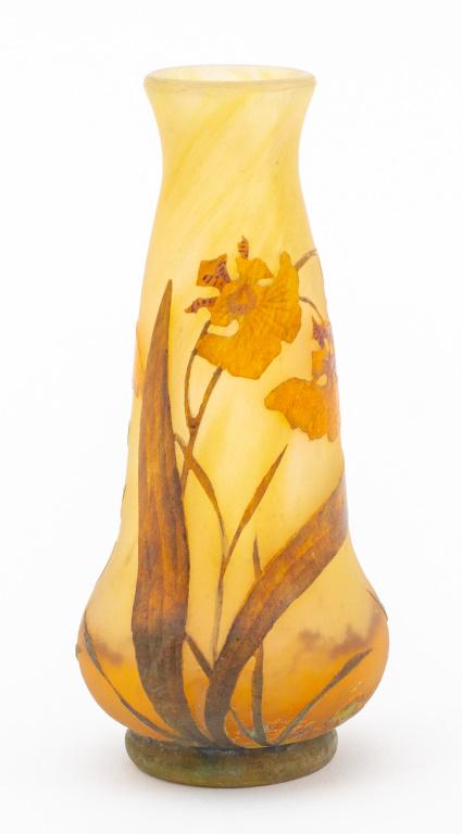 Daum Enameled Cameo Glass Vase with Iris Motif (1 of 9)