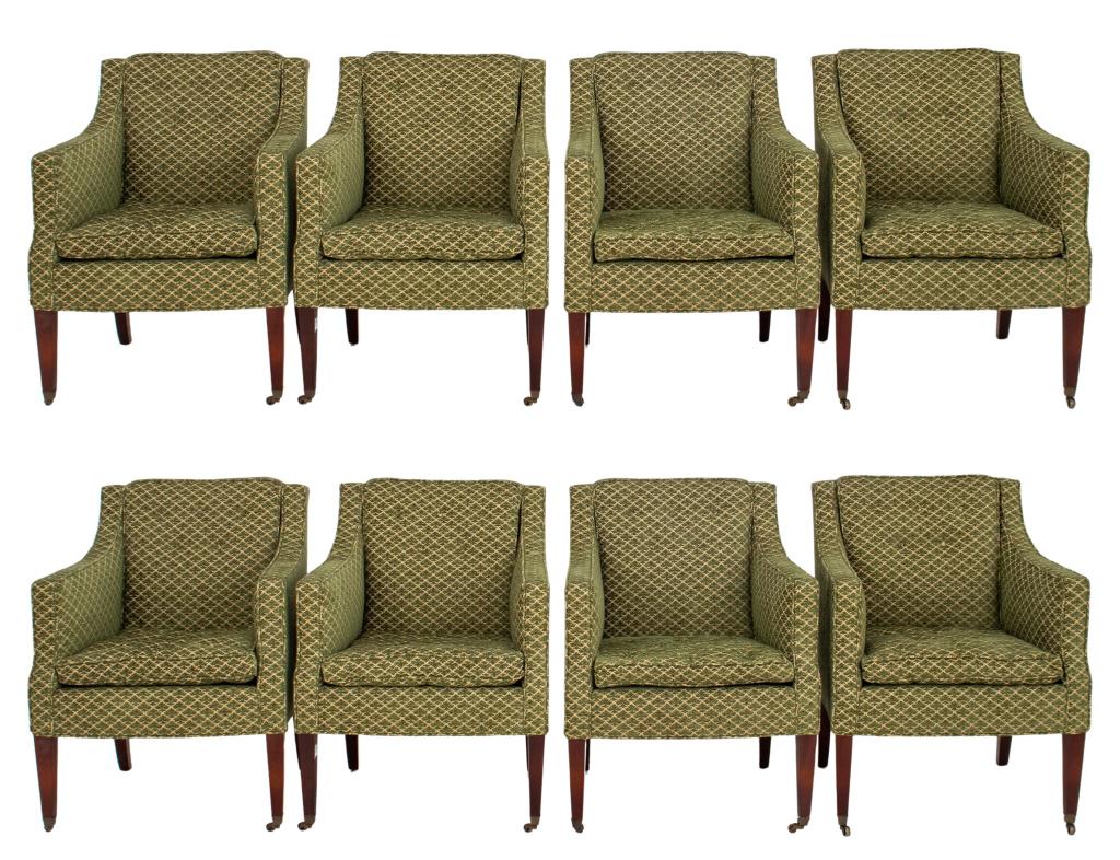 George III Regency Style Upholstered Arm Chairs, 8 (1 of 9)
