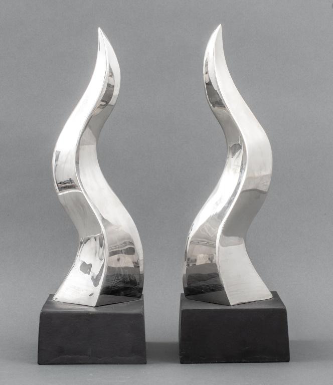 Donald Deskey Attr. Chromed Metal Andirons, Pair (1 of 8)