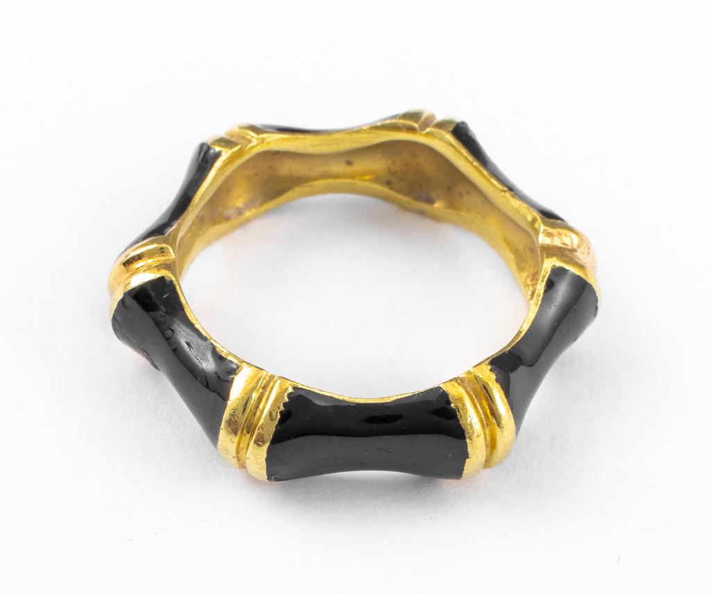 18K Yellow Gold & Black Enamel Ring (1 of 6)
