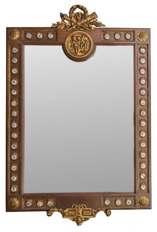 Louis XVI Style French Ormolu & Porcelain Mirror (1 of 9)