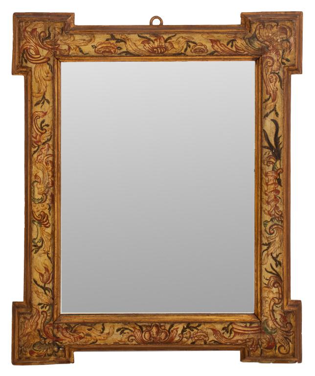 European Painted Frame Mounted as Mirror, 19th C. (1 of 6)
