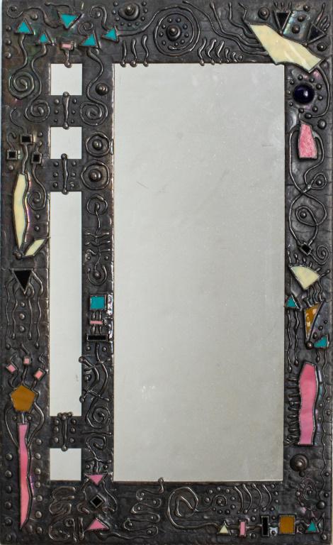 Post Modern Metal & Polychrome Art Glass Mirror (1 of 7)